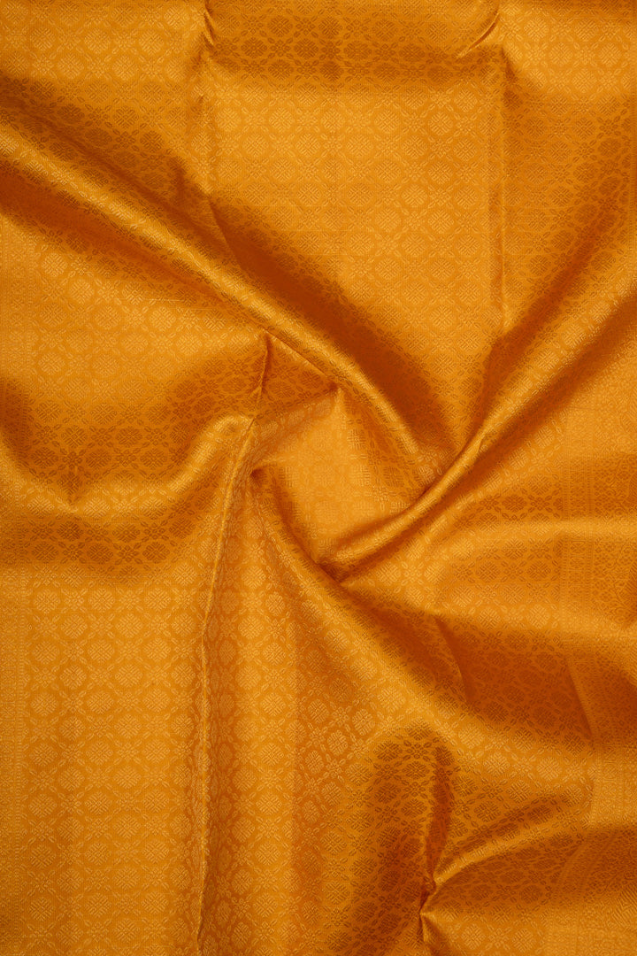 Golden Yellow Zari Checks Pure Kanchipuram Silk Saree