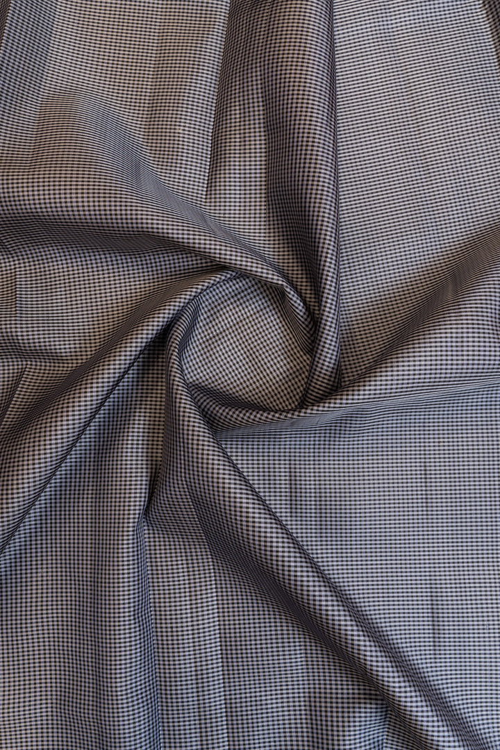 Black and grey Thread Checks pure Kanchipuram silk saree