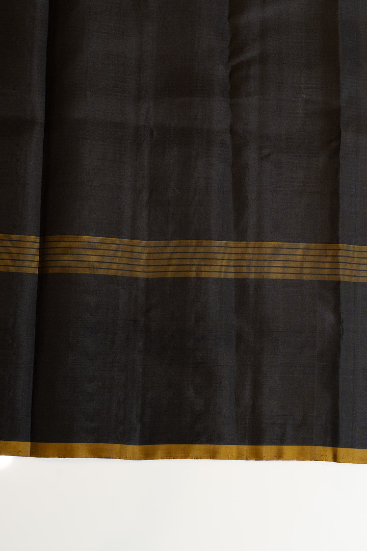 Black and grey Thread Checks pure Kanchipuram silk saree