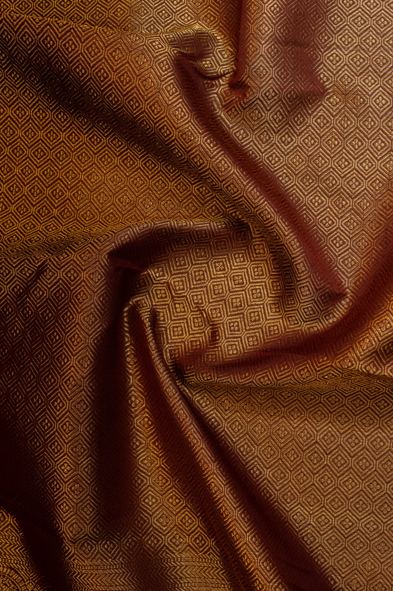 Maroon and rust orange pure Kanchipuram silk saree