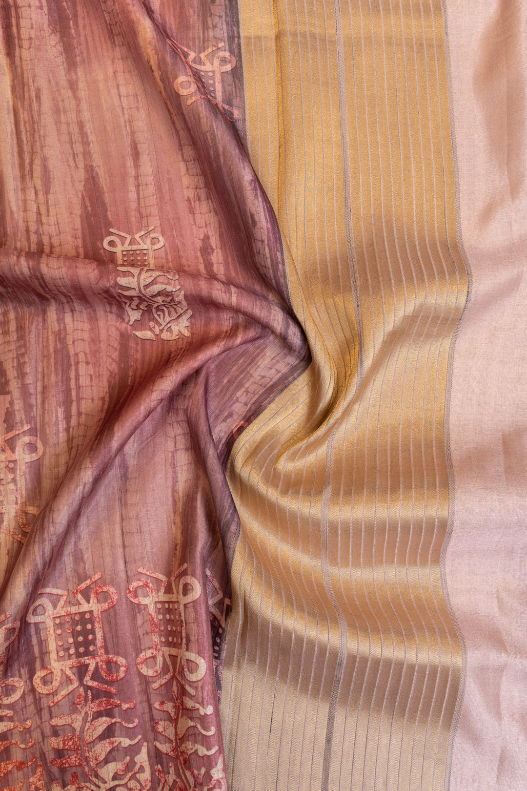 Baric Variations Lilac baric printed raw silk saree | Clio Silks