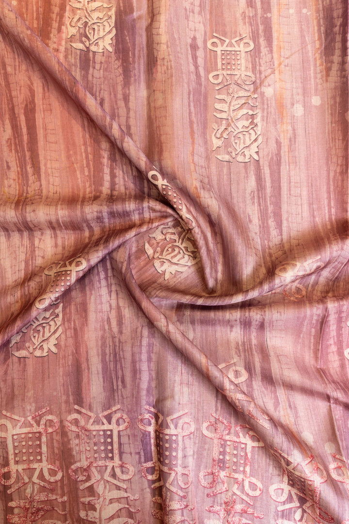 Baric Variations Lilac baric printed raw silk saree | Clio Silks