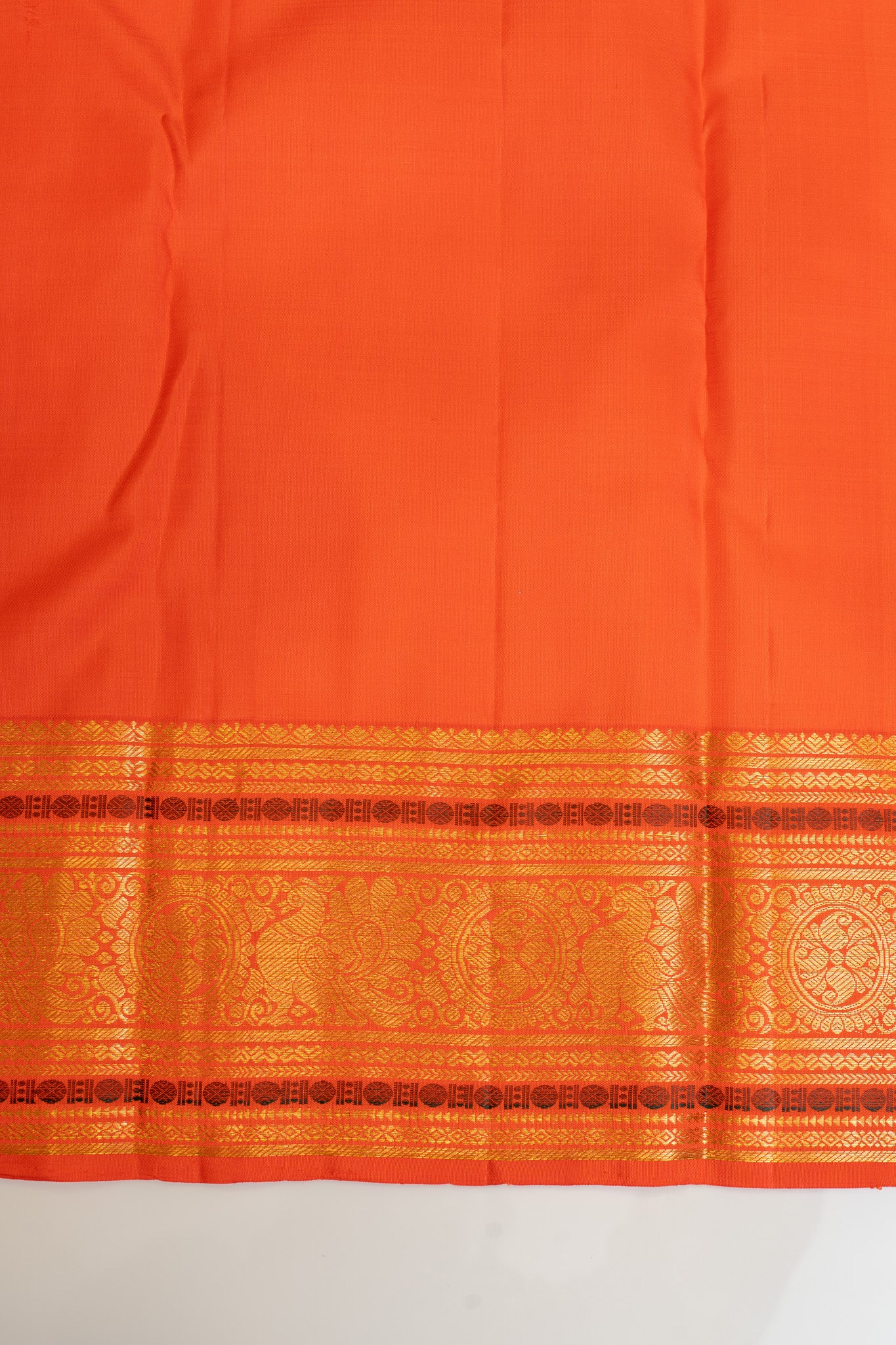 Off white and orange traditional pure Kanchipuram silk saree