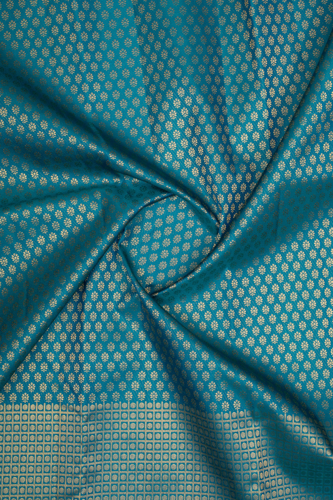 Peacock Blue Brocade Pure Kanchipuram Silk Saree
