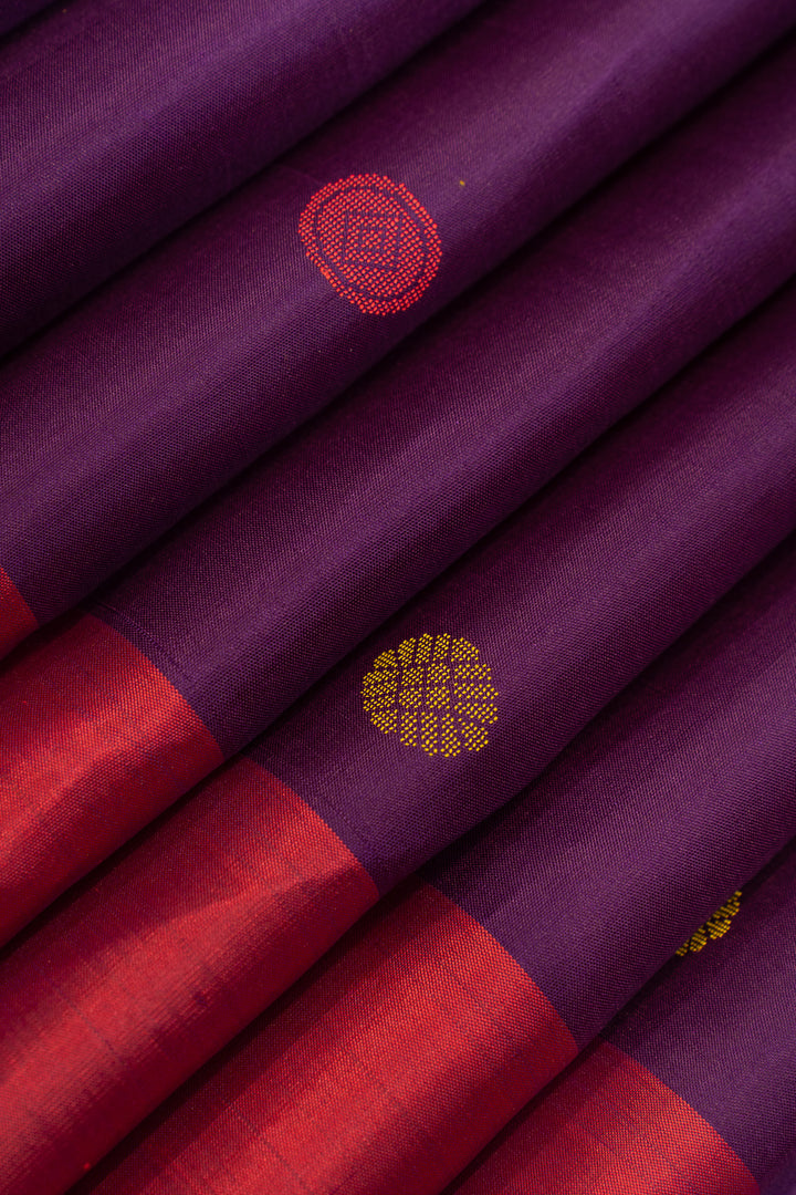 Purple thread motifs pure Kanchipuram silk saree