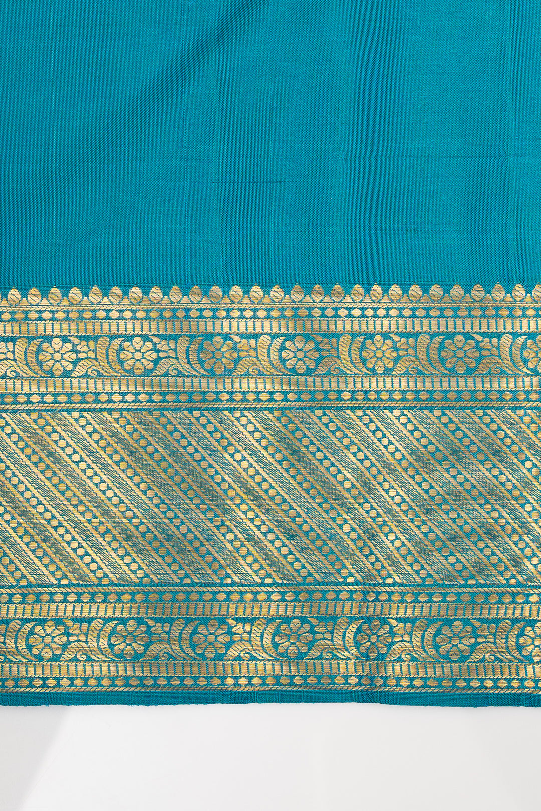 Peacock Blue Brocade Pure Kanchipuram Silk Saree