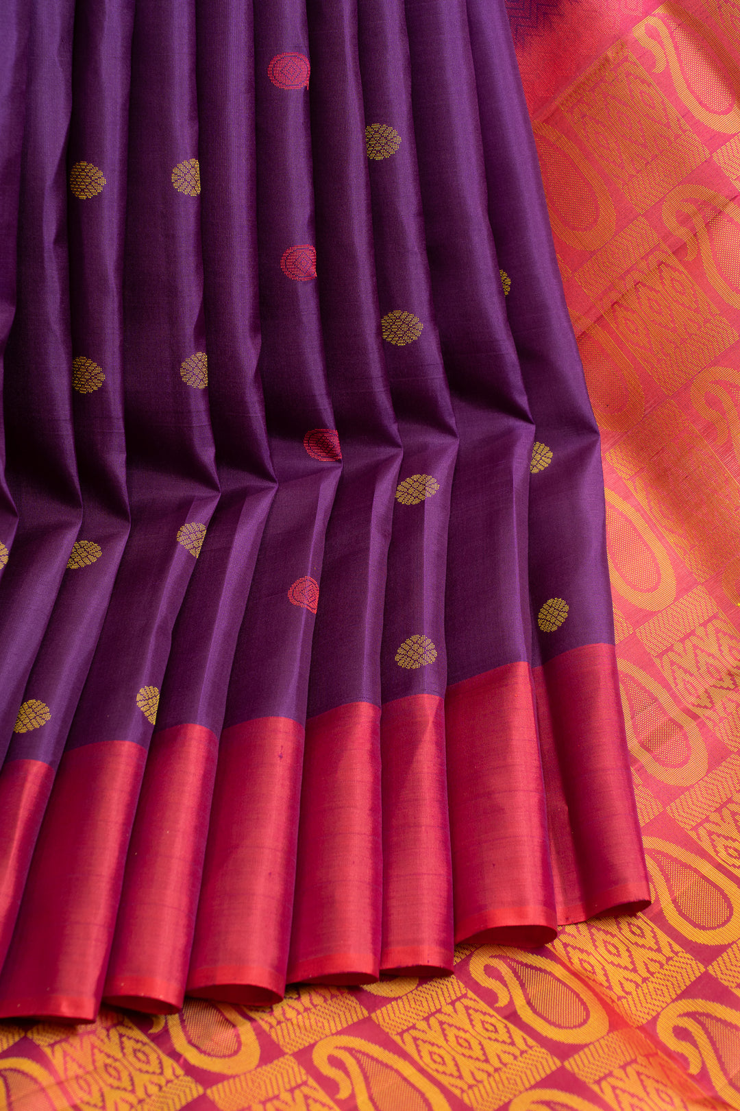 Purple thread motifs pure Kanchipuram silk saree