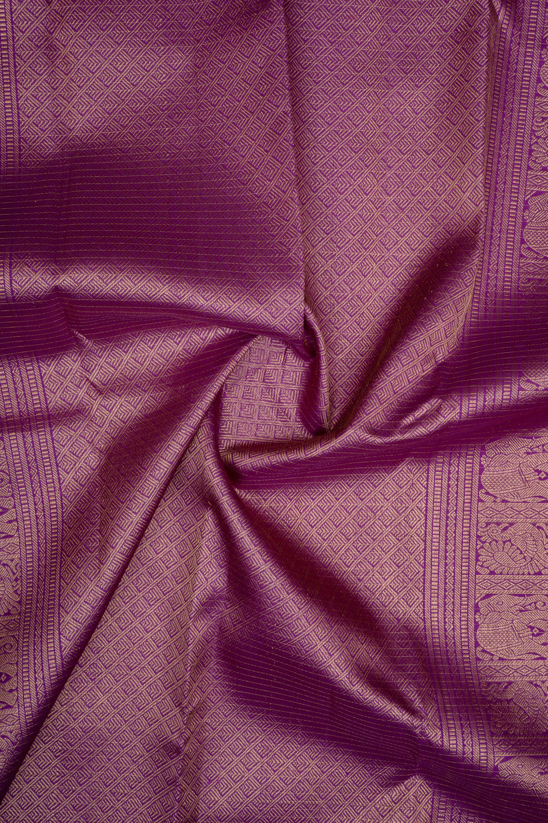Purple Rettai Pettu Pure Kanchipuram Silk Saree
