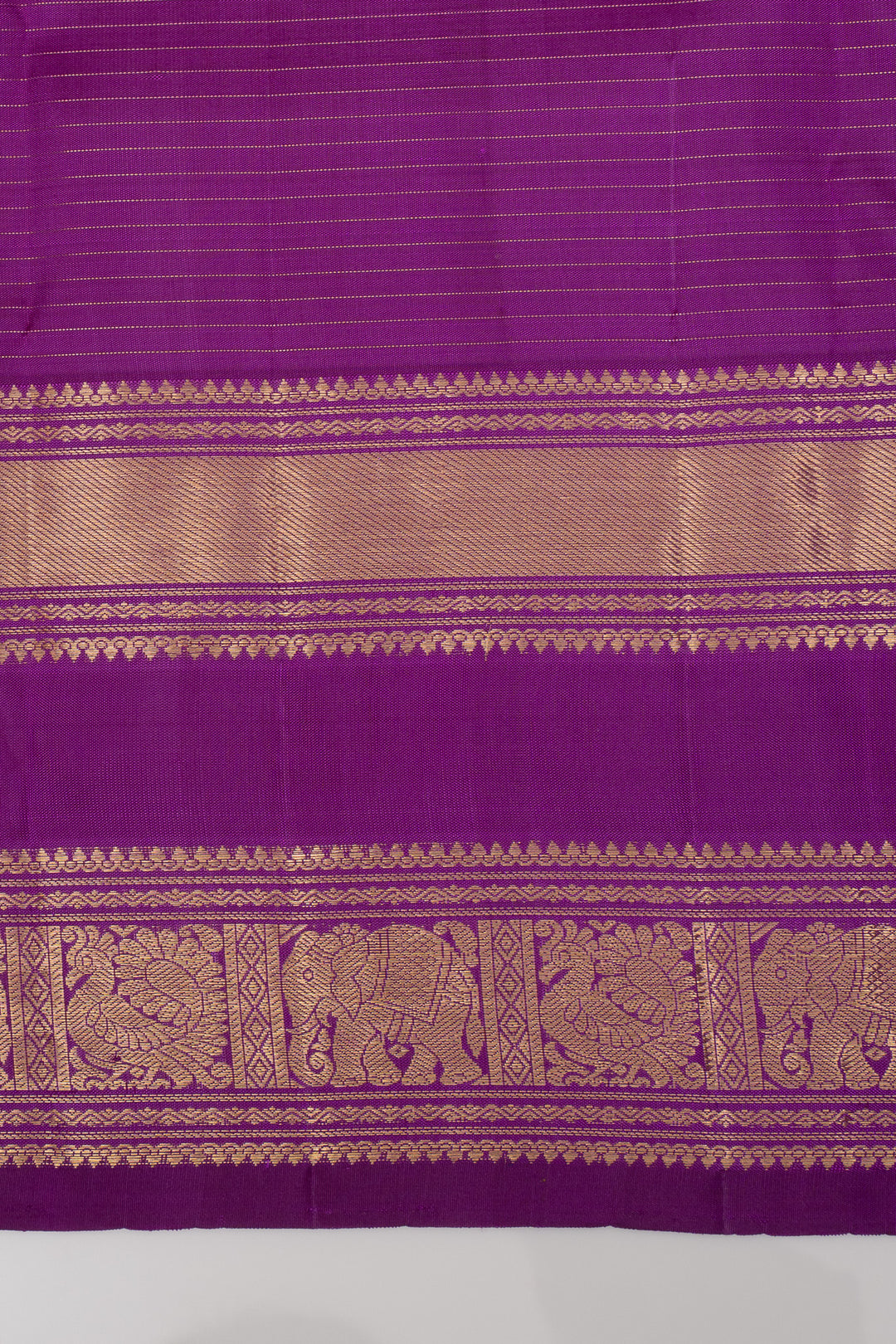 Purple Rettai Pettu Pure Kanchipuram Silk Saree