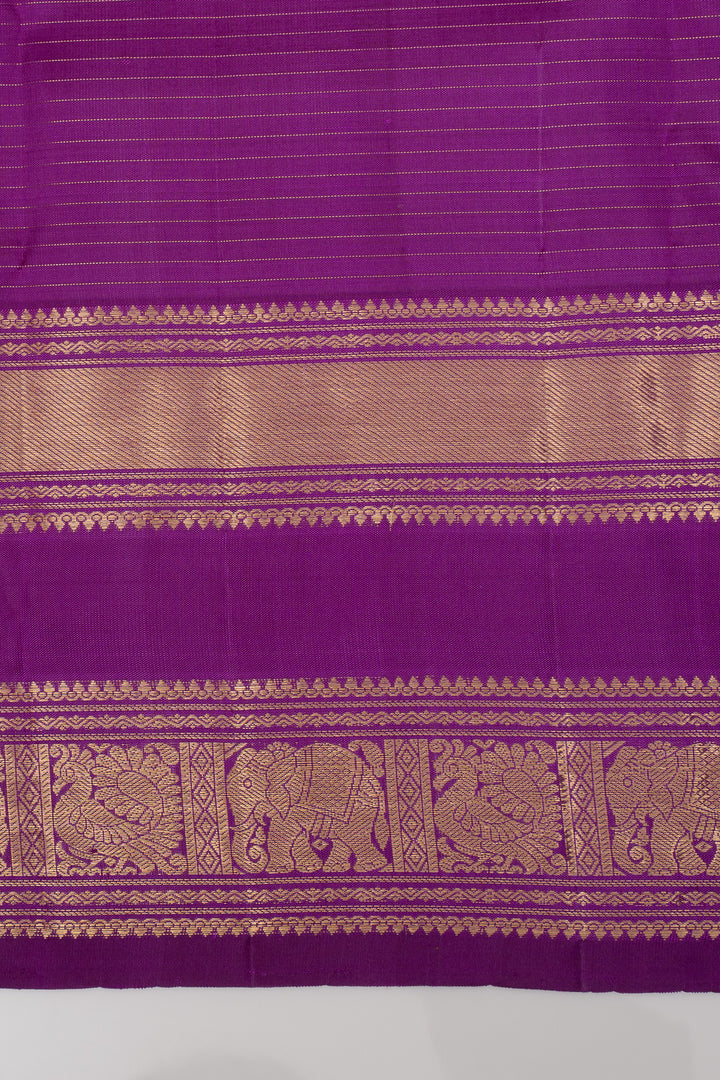 Purple Rettai Pettu Pure Kanchipuram Silk Saree