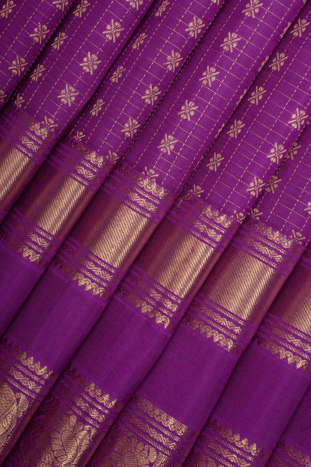 Purple Rettai Pettu Pure Kanchipuram Silk Saree