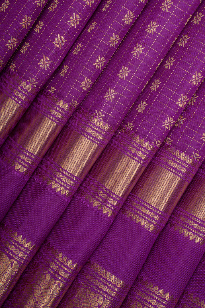 Purple Rettai Pettu Pure Kanchipuram Silk Saree