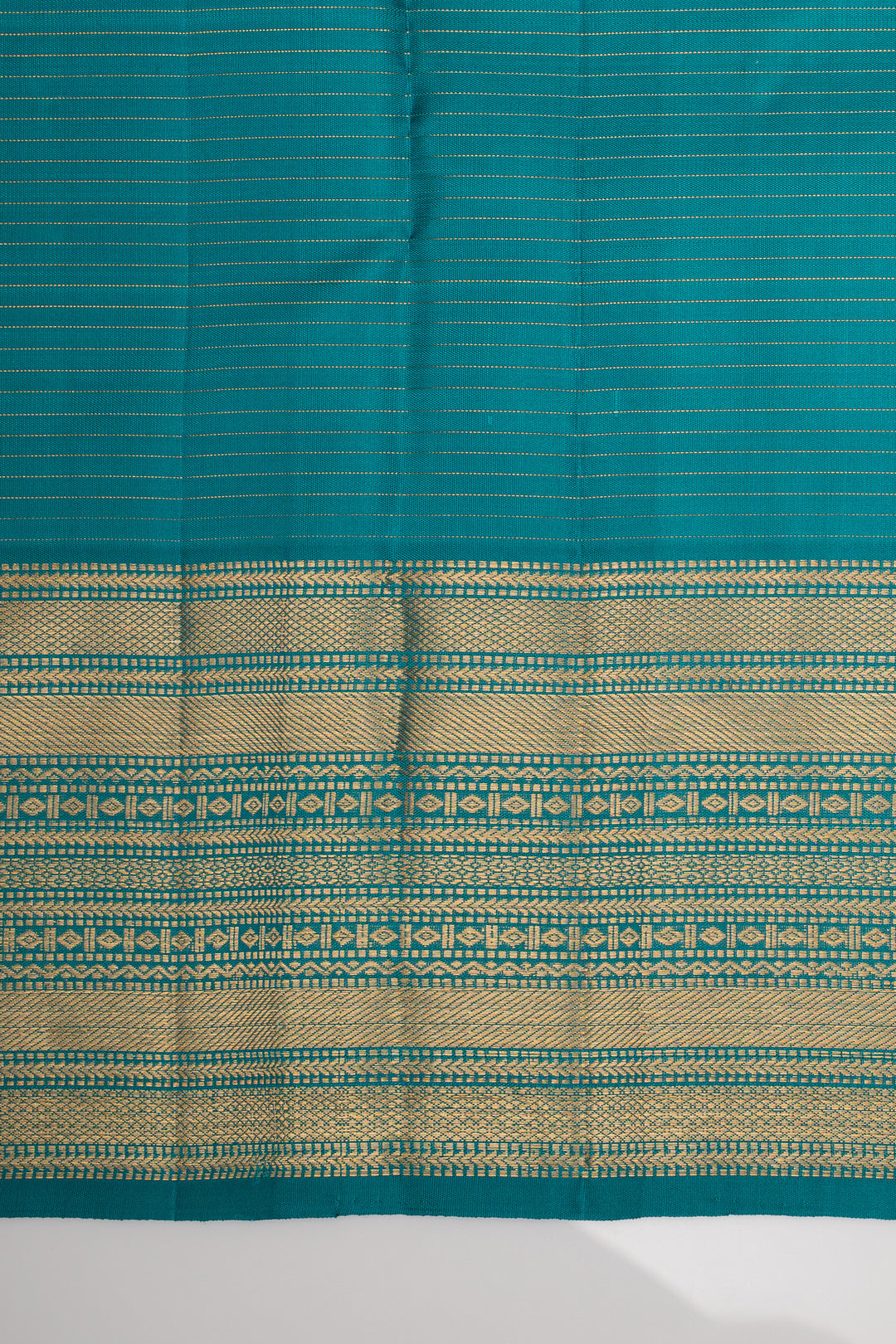 Teal Blue Zari Checks Pure Kanchipuram Silk Saree