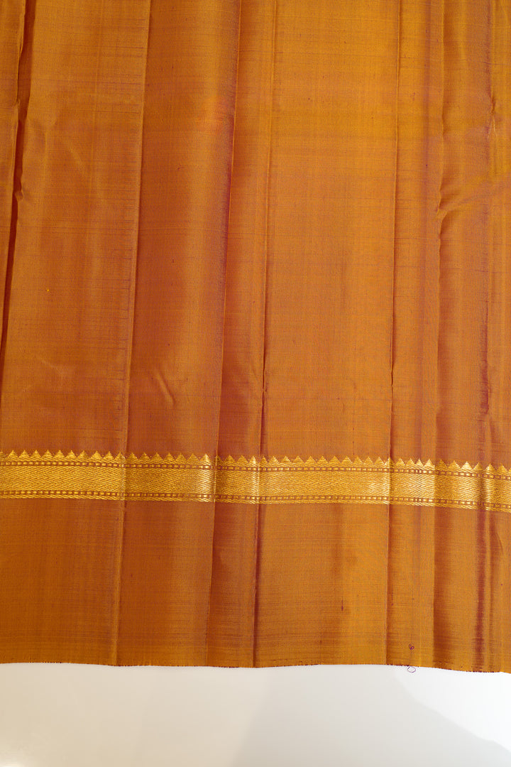 Magenta and mustard checks pure Kanchipuram silk saree