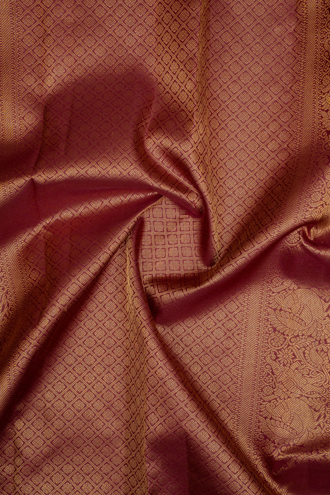 Maroon Checks Pure Kanchipuram Silk Saree