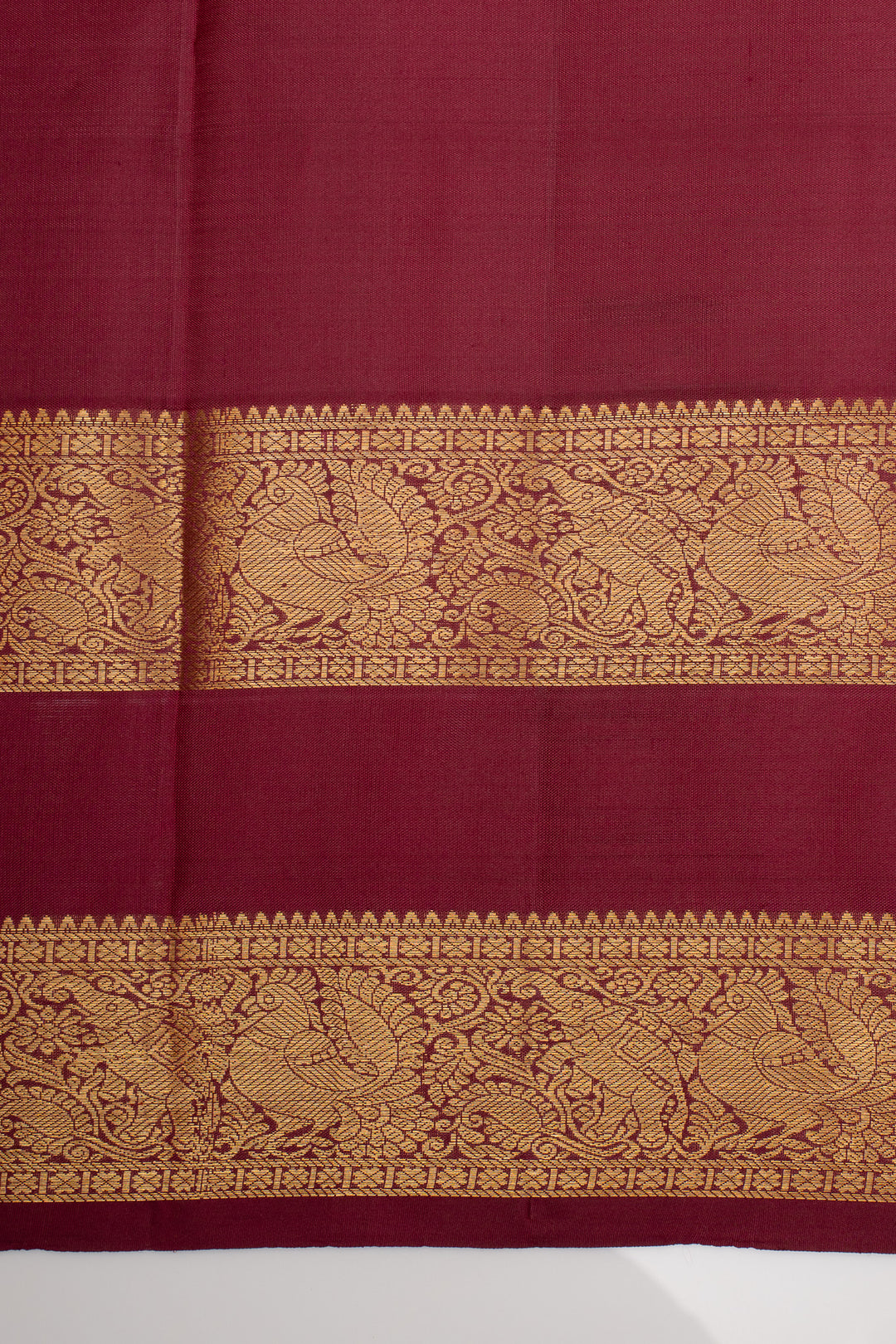 Maroon Checks Pure Kanchipuram Silk Saree