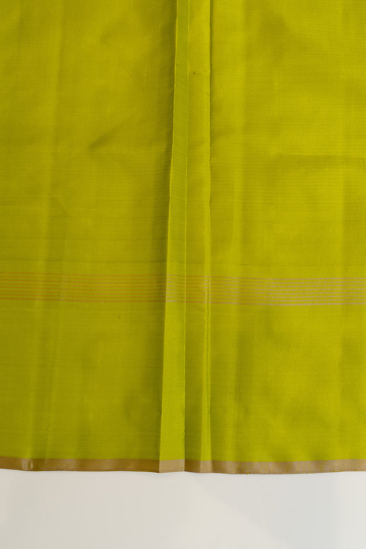 Pink and green podikattam temple border pure Kanchipuram silk saree