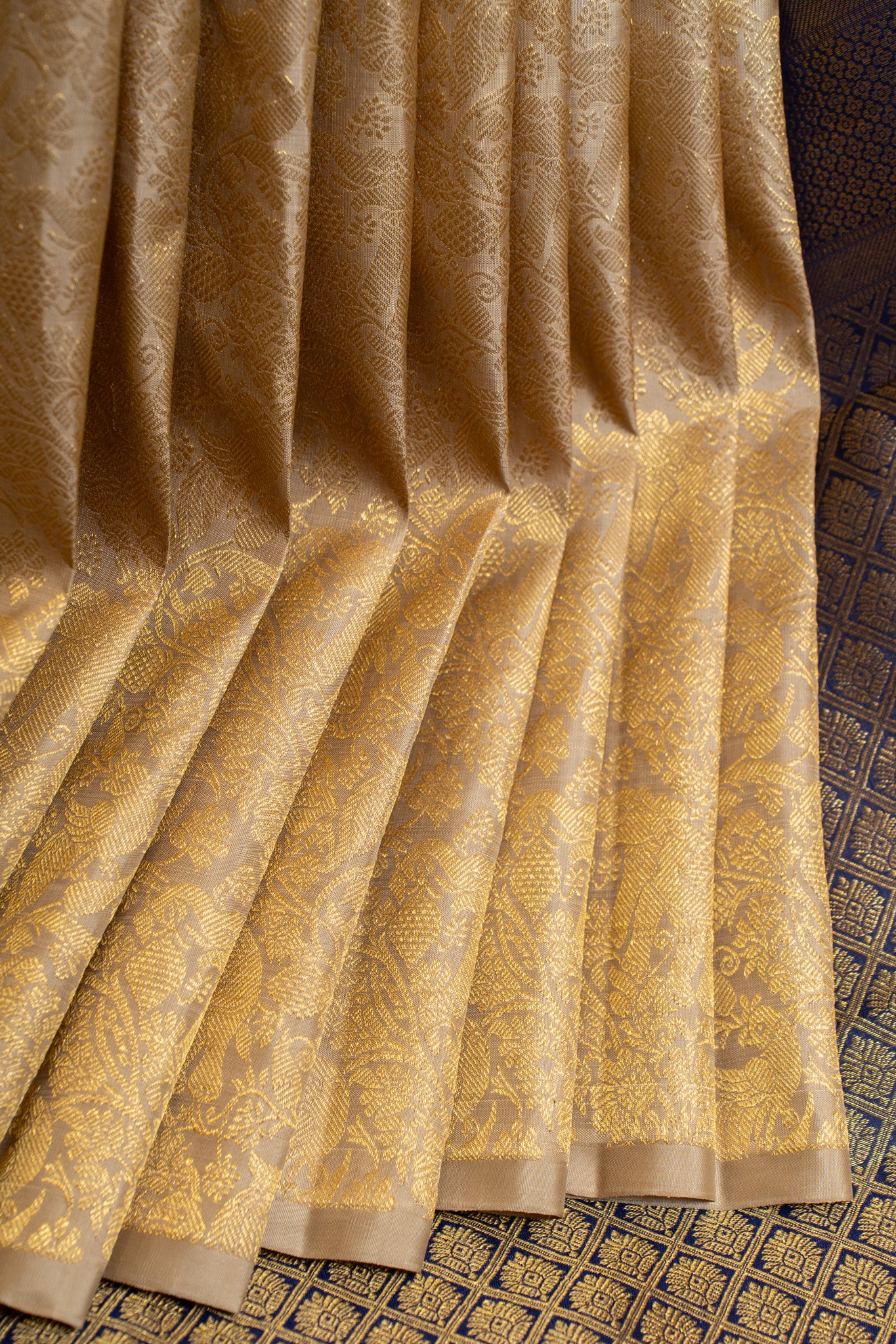 Mauve gold vanasingaram brocade pure Kanchipuram silk saree