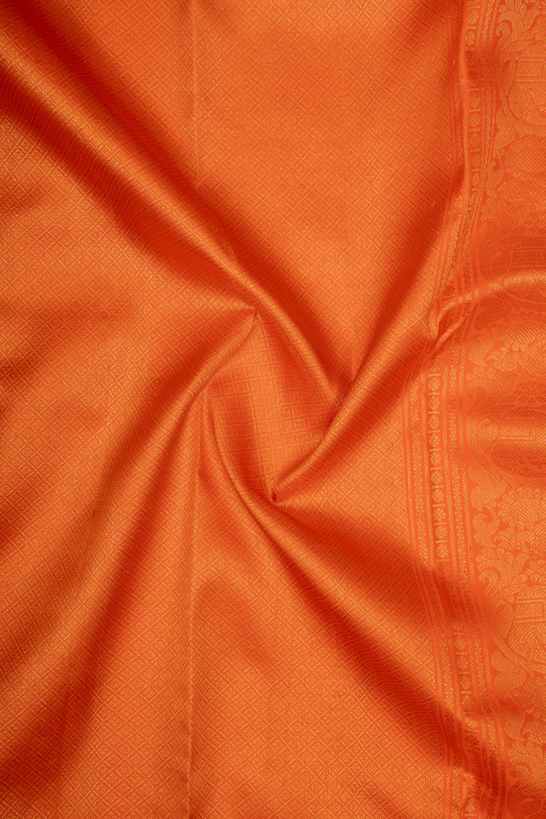 Orange Vintage Stripes Pure Kanchipuram Silk Saree