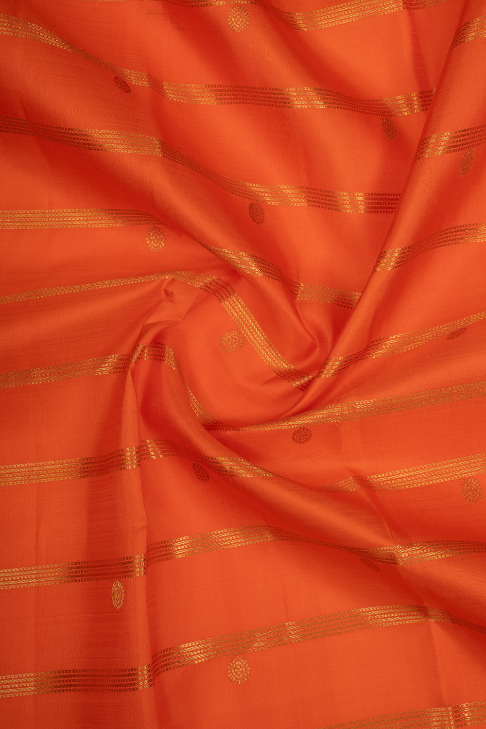 Orange Vintage Stripes Pure Kanchipuram Silk Saree