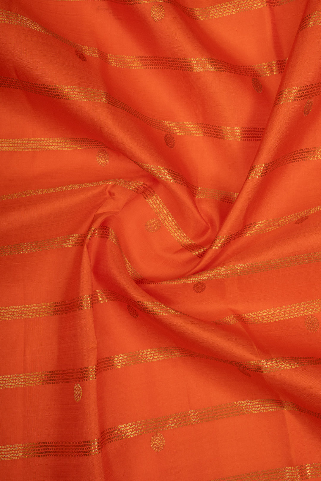 Orange Vintage Stripes Pure Kanchipuram Silk Saree