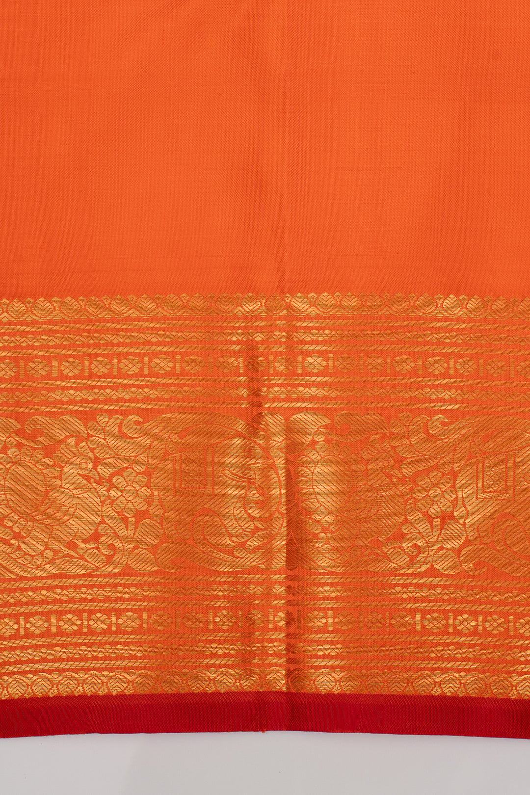Orange Vintage Stripes Pure Kanchipuram Silk Saree