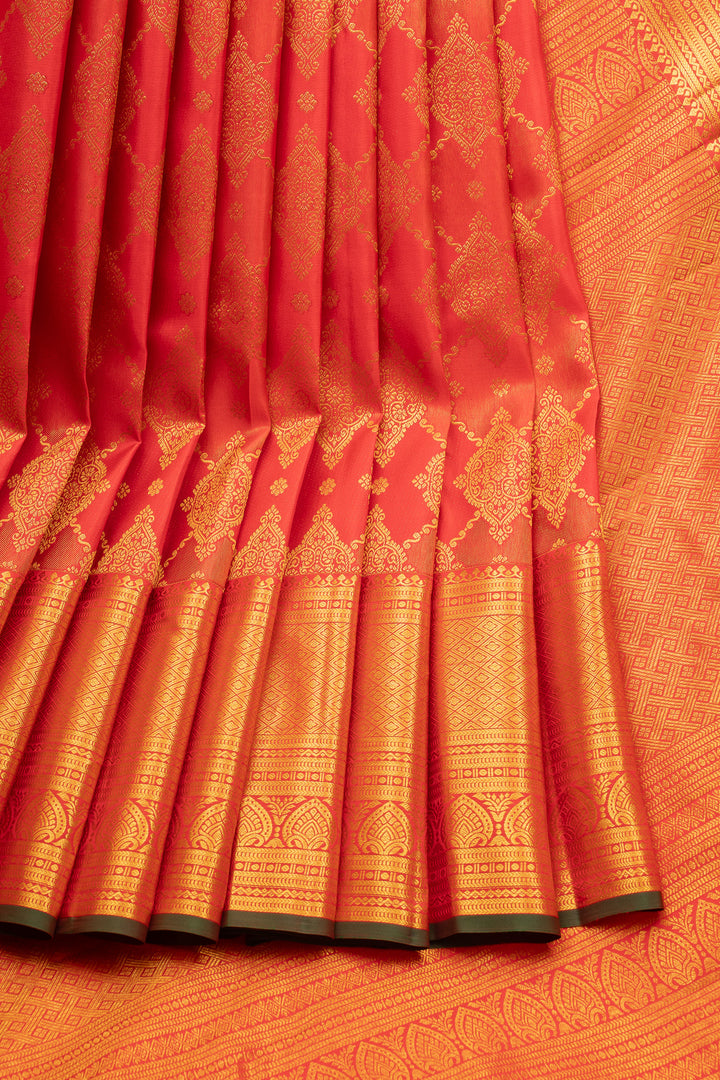 Red Rangkat Brocade Pure Kanchipuram Silk Saree