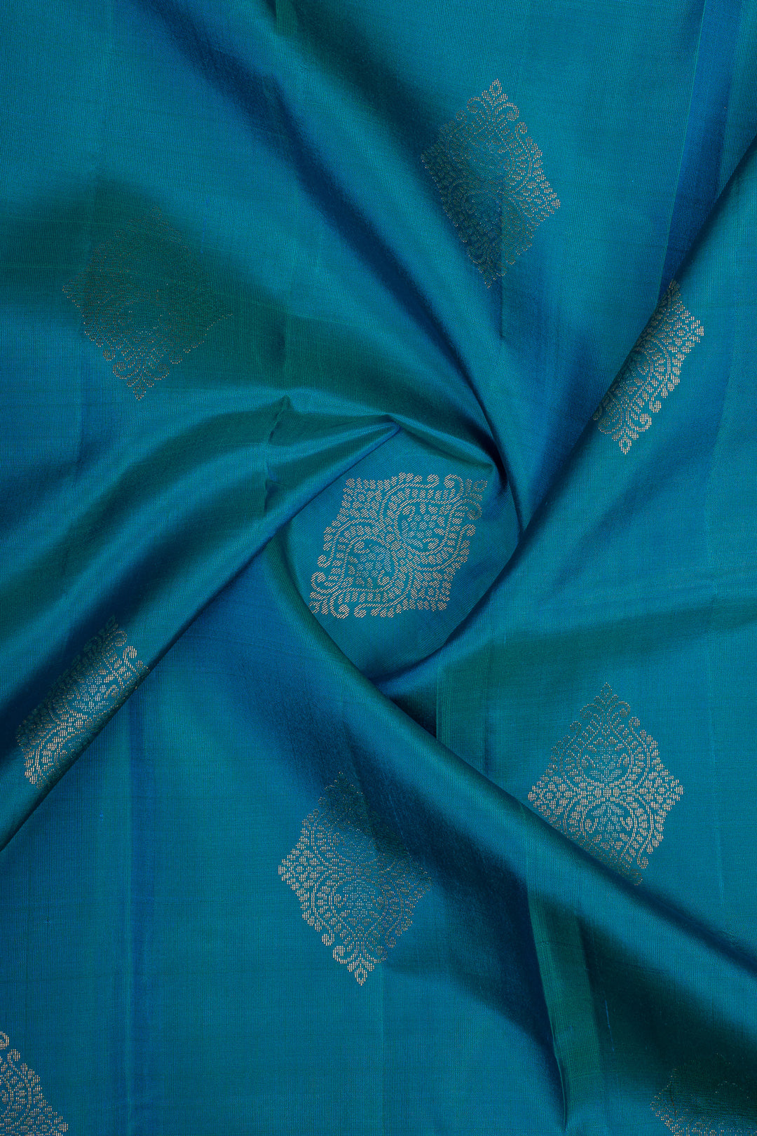Peacock Blue Traditional Pure Soft Silk Saree