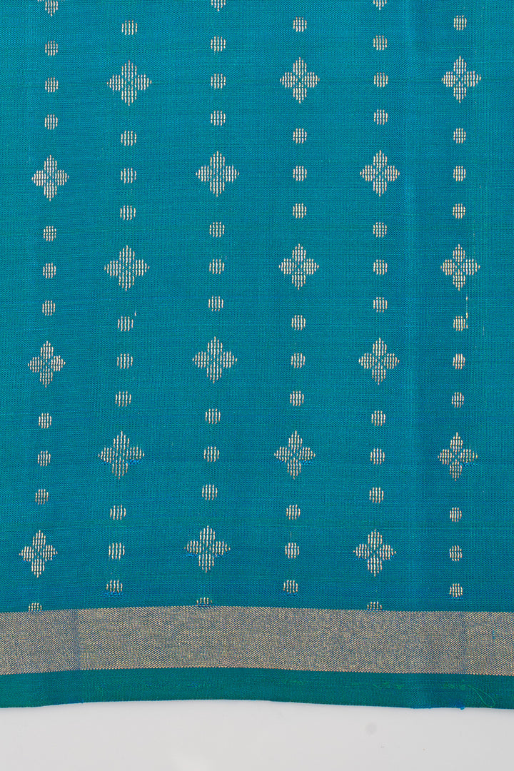 Peacock Blue Traditional Pure Soft Silk Saree