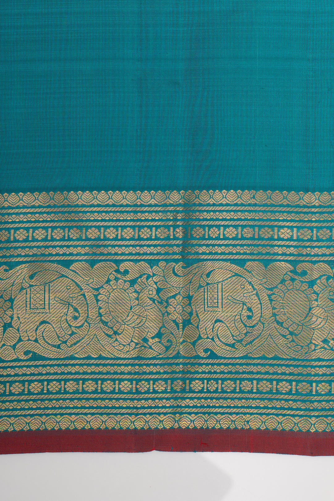 Peacock Blue Stripes Pure Kanchipuram Silk Saree