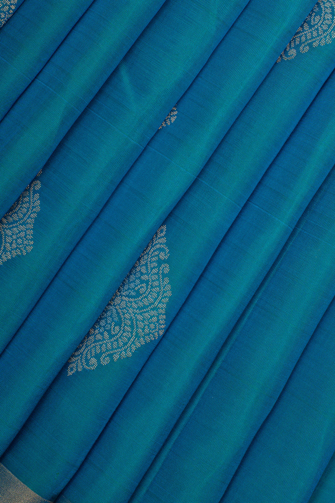 Peacock Blue Traditional Pure Soft Silk Saree