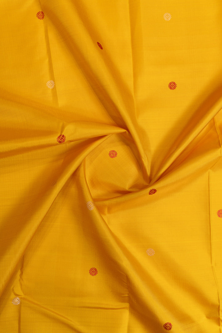 Yellow and green thread Varisaipettu pure Kanchipuram silk saree