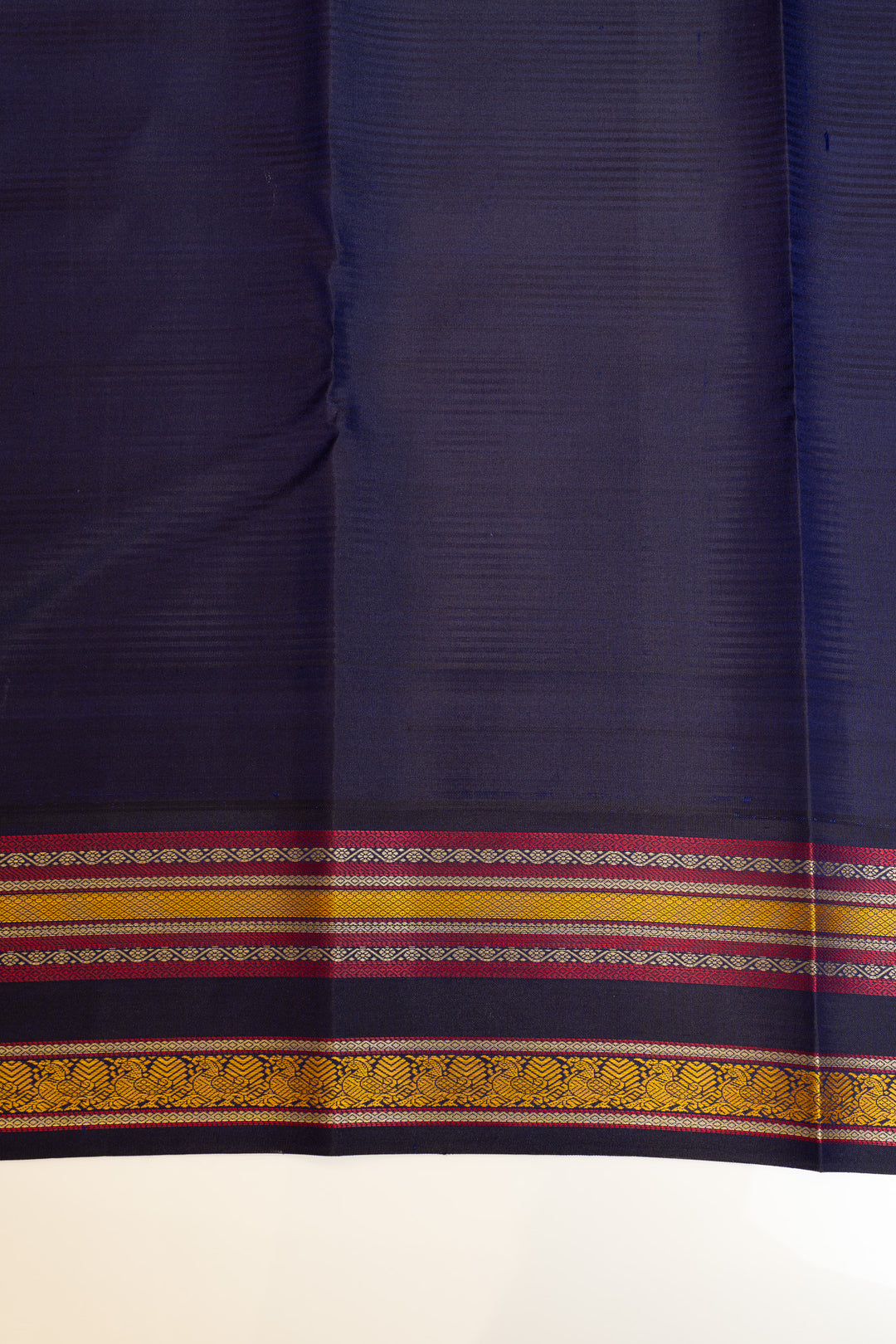 Rust orange and blue checks without zari pure Kanchipuram silk saree