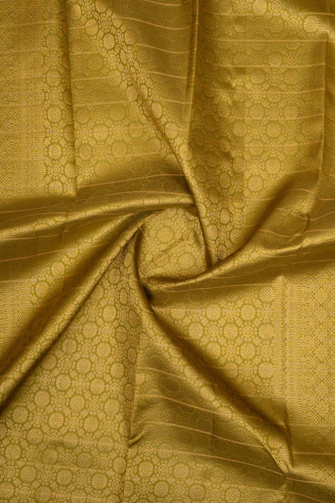 Mehandi Green Zari Checks Pure Kanchipuram Silk Saree
