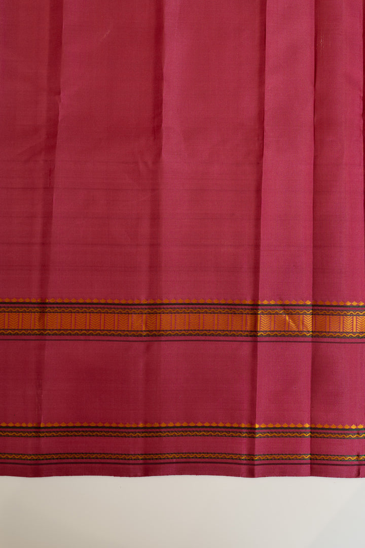 Off white and lotus pink checks pure Kanchipuram silk saree