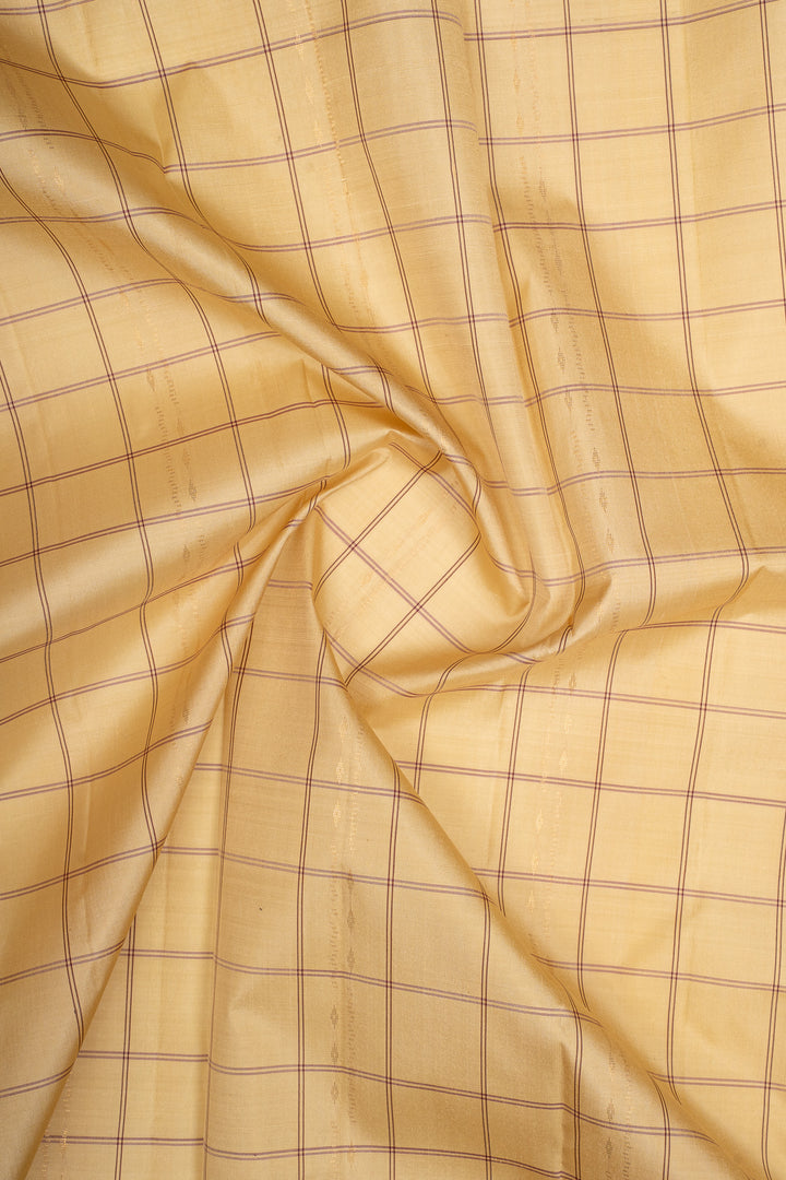 Beige Checks Pure Soft Silk Saree