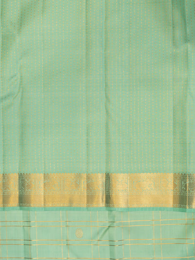 Turquoise blue zari checks traditional pure Kanchipuram silk saree