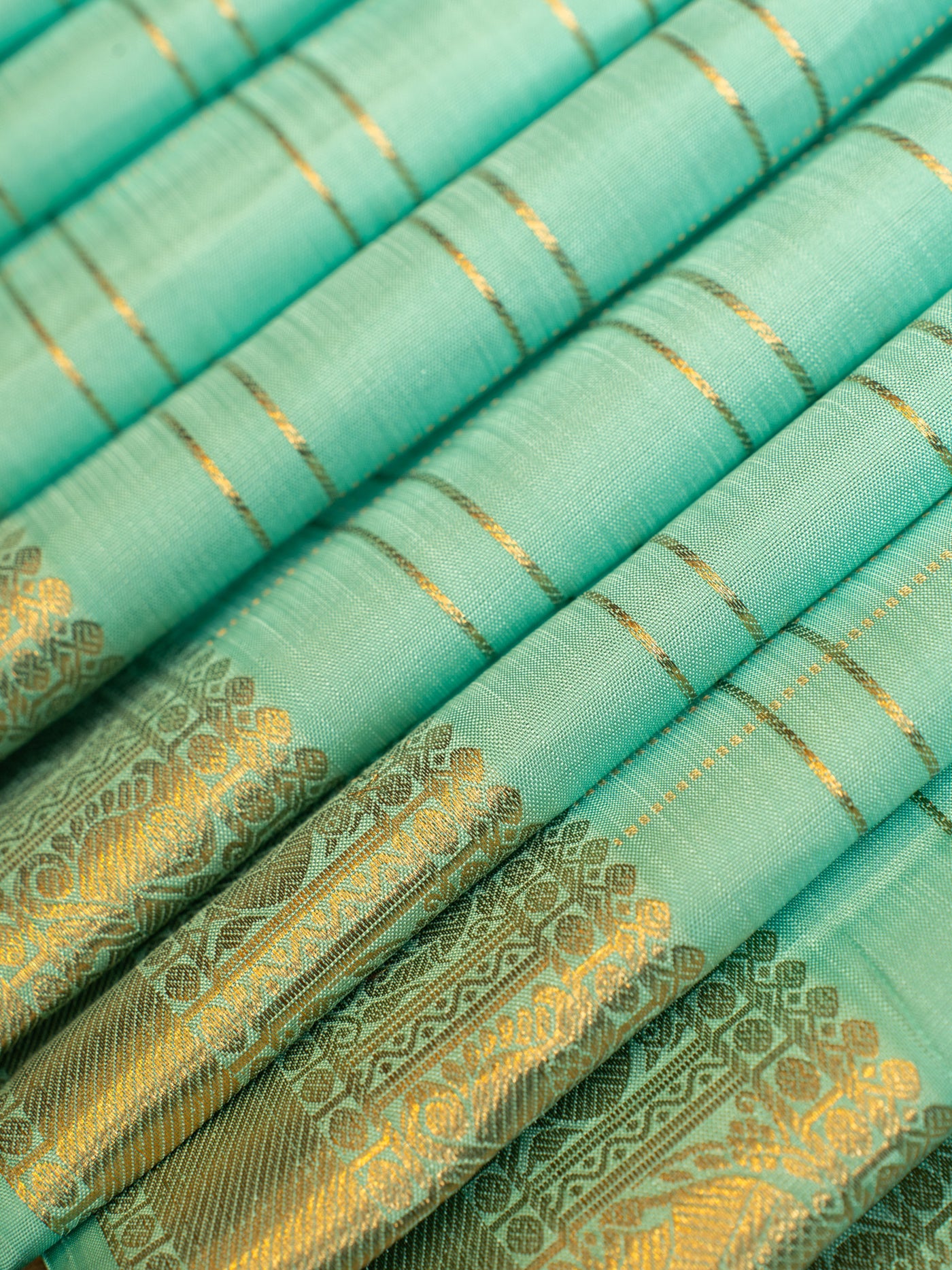 Turquoise blue zari checks traditional pure Kanchipuram silk saree