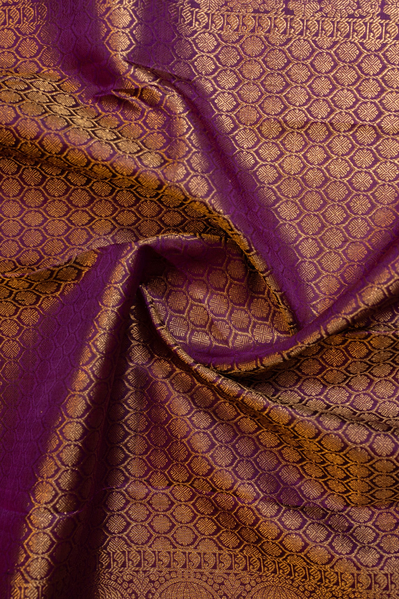 Mehendi green and purple pure Kanchipuram silk saree