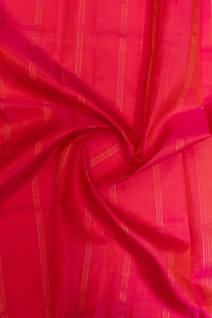 Peach orange small border pure Kanchipuram silk saree