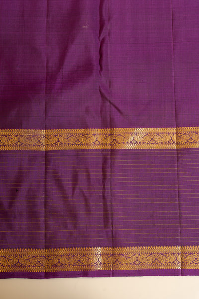 Mehendi green and purple pure Kanchipuram silk saree