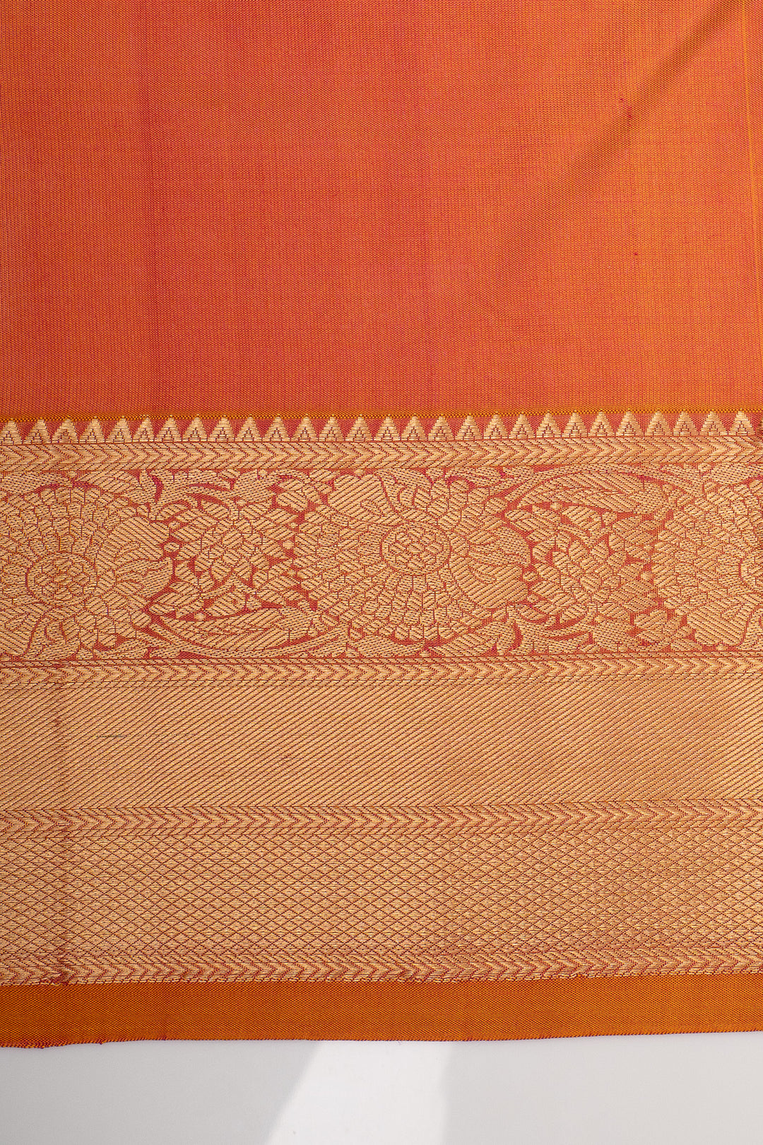 Rust Orange Traditional Pure Kanchipuram Silk Saree