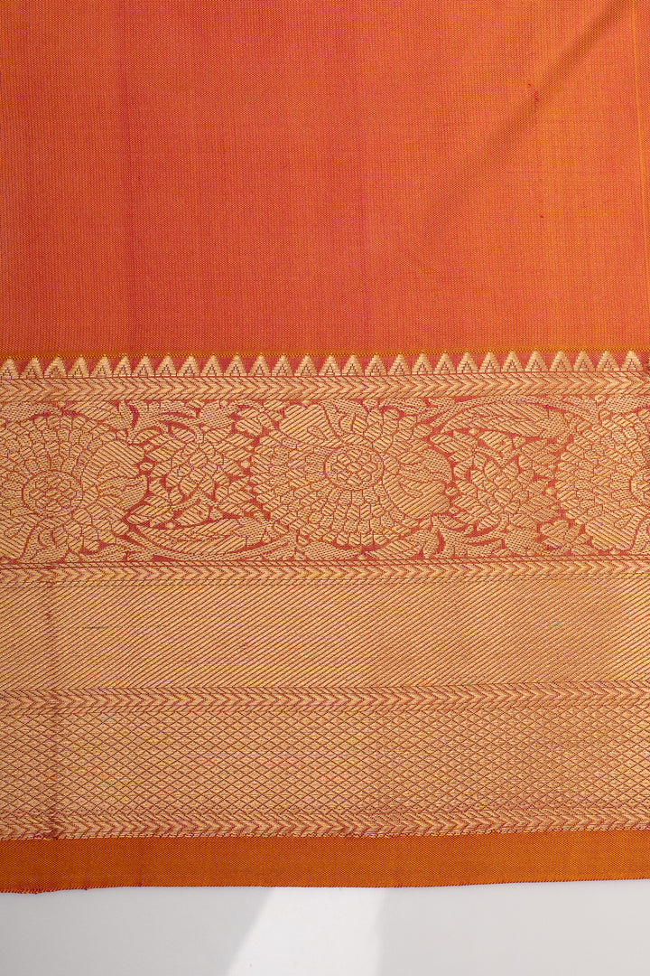 Rust Orange Traditional Pure Kanchipuram Silk Saree
