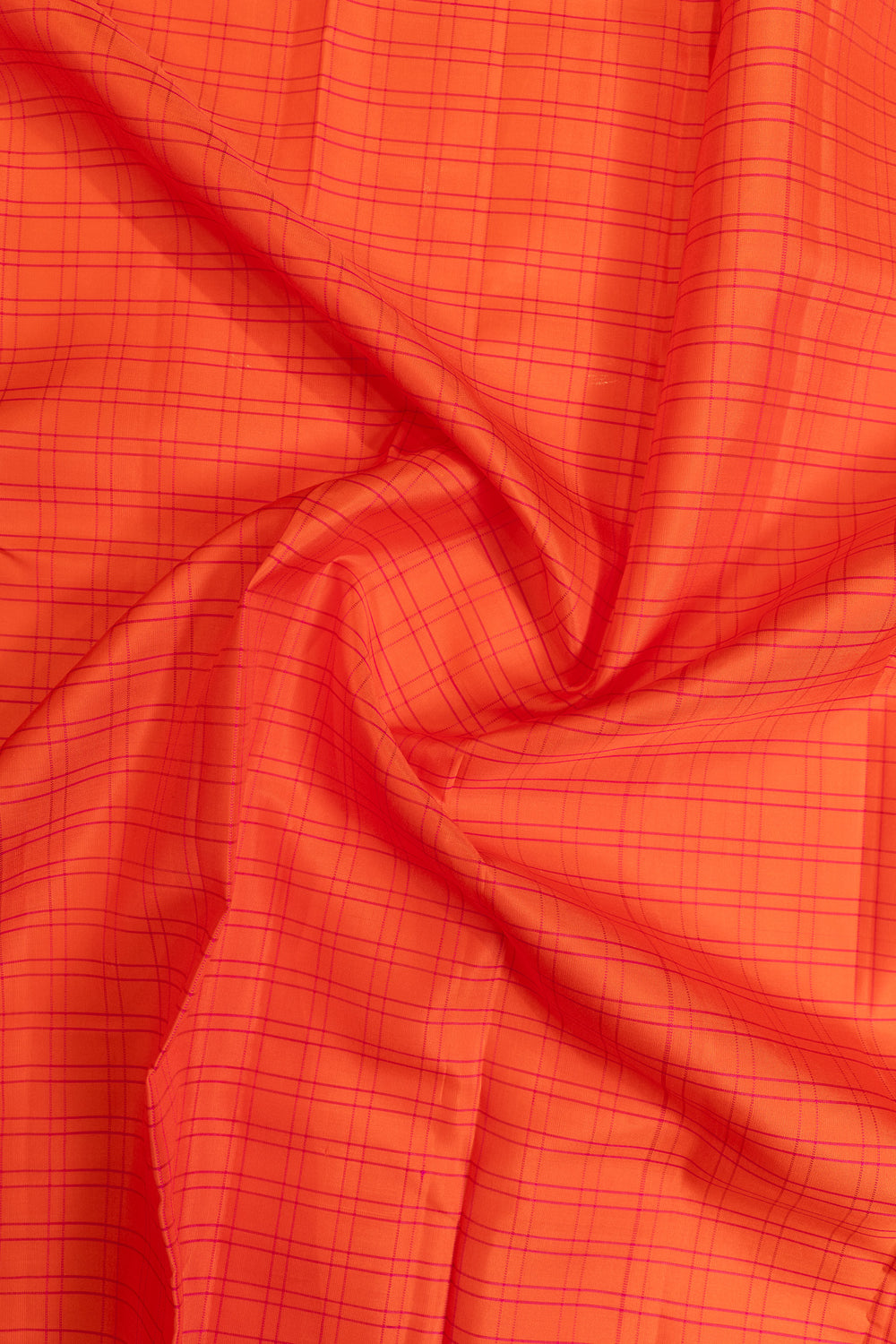 Peach orange small border pure Kanchipuram silk saree