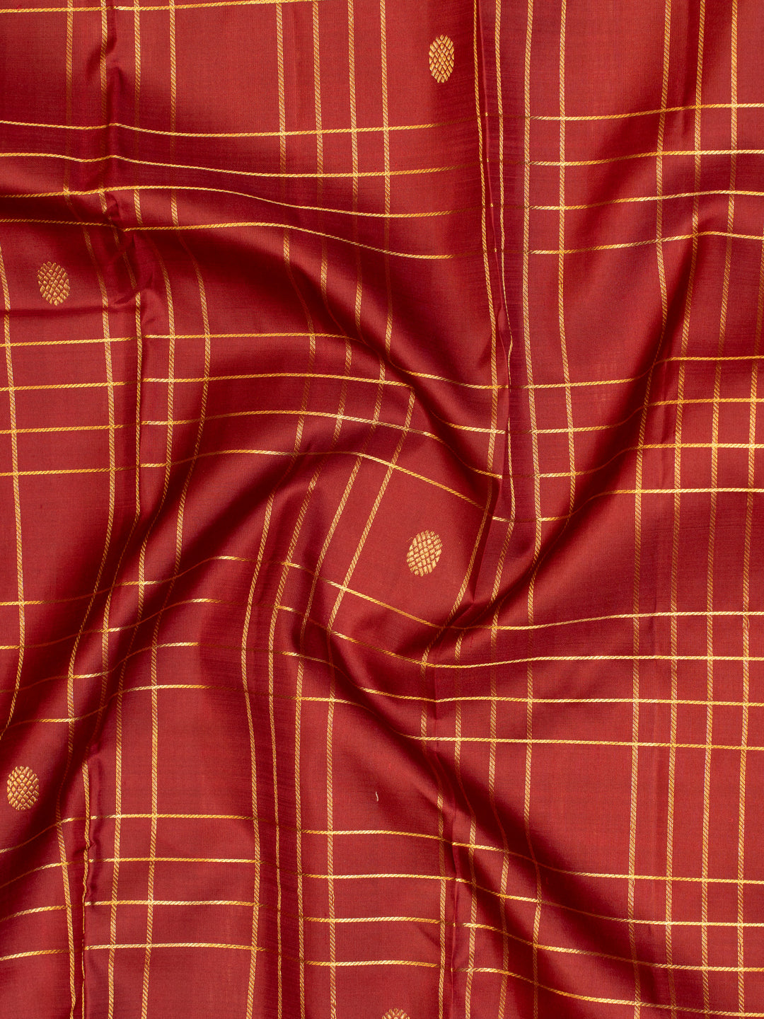 Maroon checks traditional pure Kanchipuram silk saree