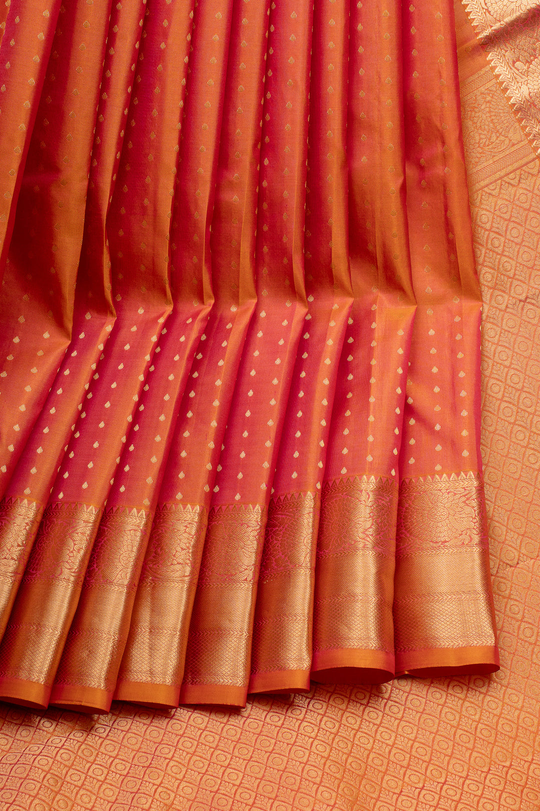 Rust Orange Traditional Pure Kanchipuram Silk Saree