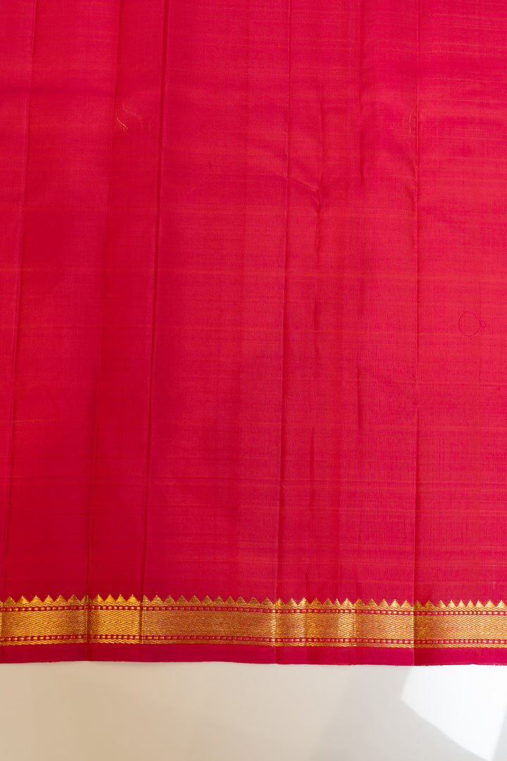 Peach orange small border pure Kanchipuram silk saree