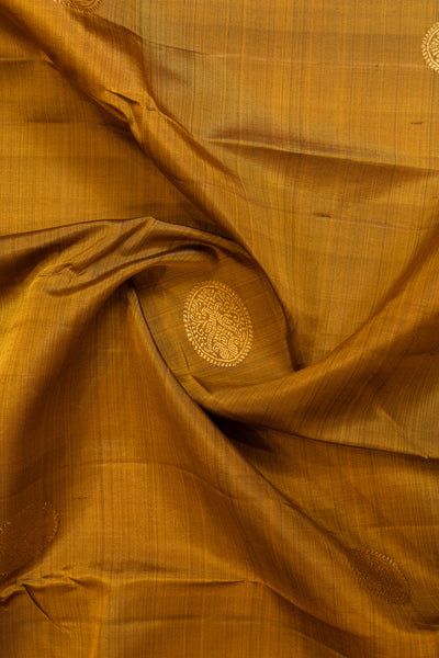 Mustard gold and orange pure Kanchipuram silk saree