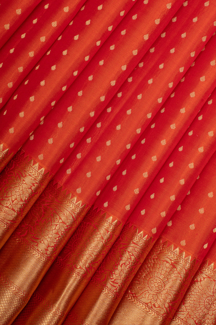 Orange Traditional Pure Kanchipuram Silk Saree