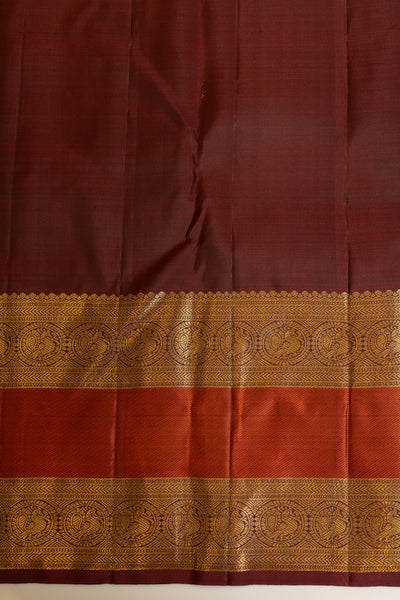 Mustard gold and orange pure Kanchipuram silk saree